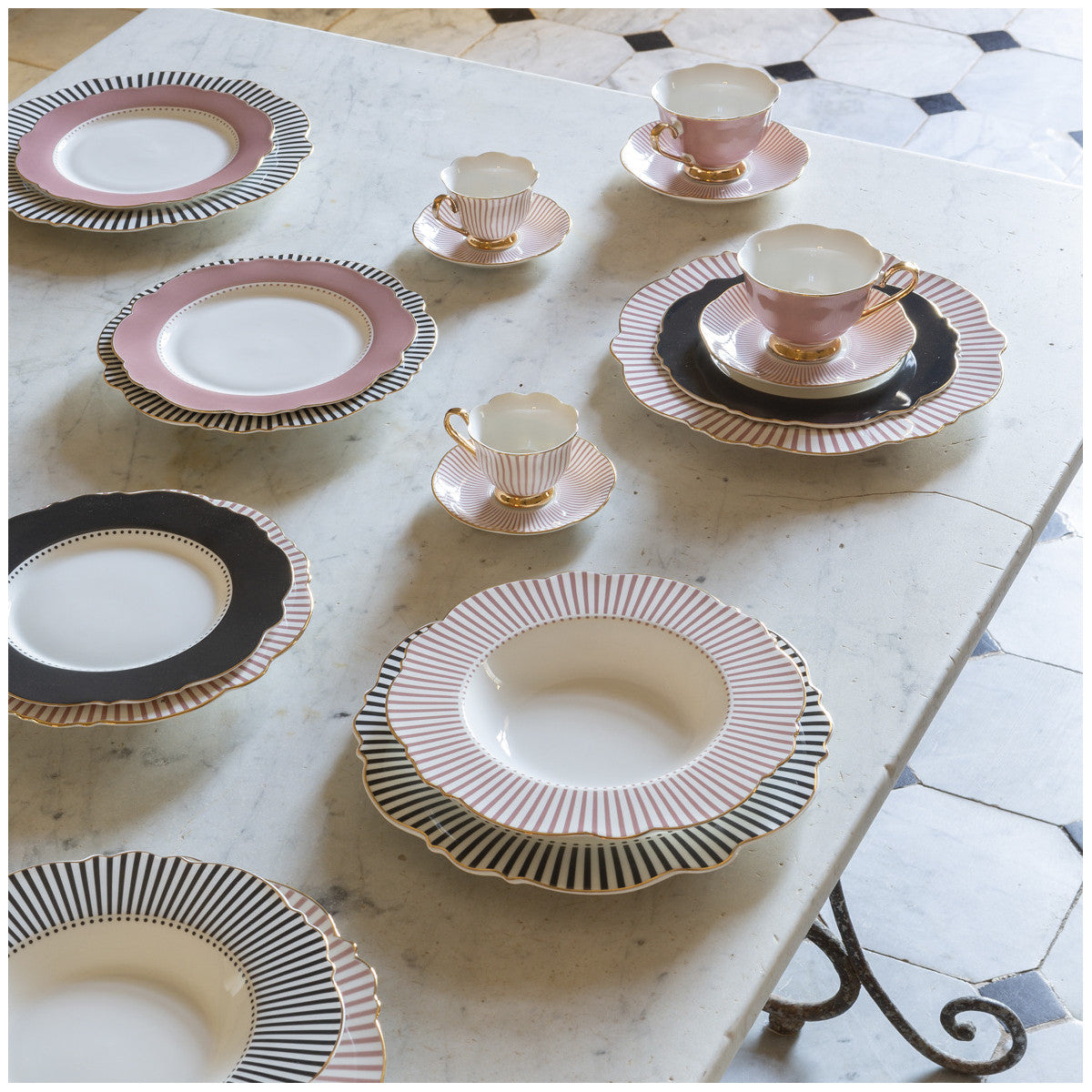 Set de dos tazas de café Madame de Récamier rosa