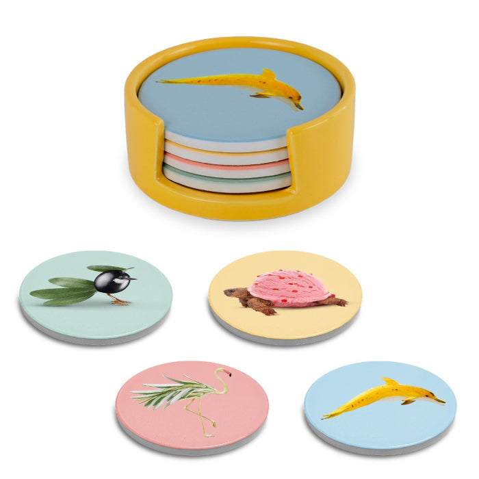 Juego de 4 posavasos animales