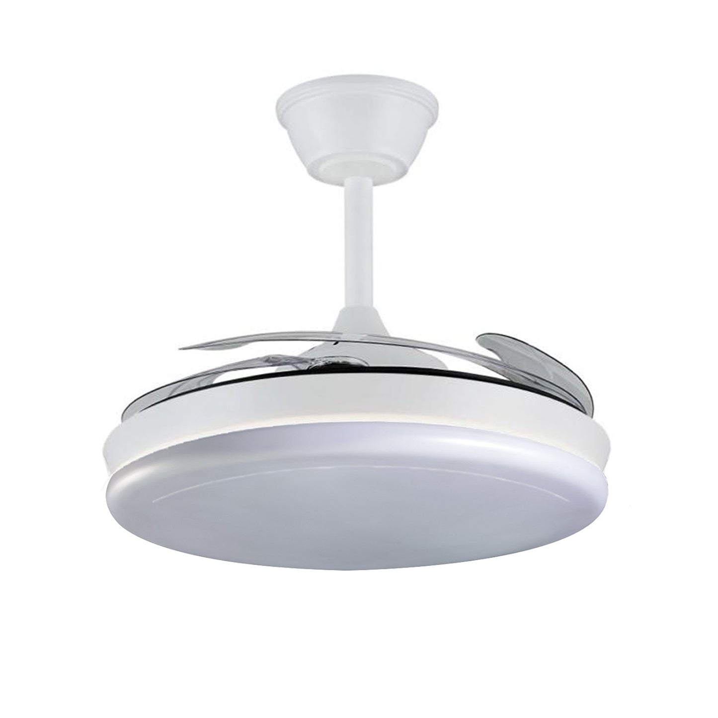 Ventilador de techo con luz y aspas retractiles - blanco