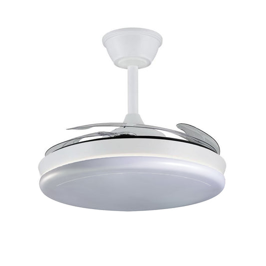 Ventilador de techo con luz y aspas retractiles - blanco