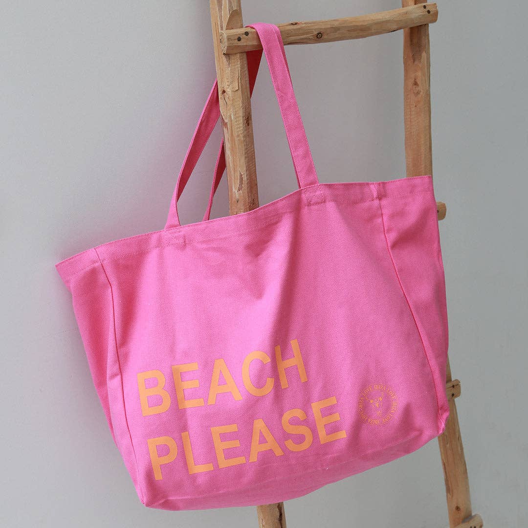 Bolso de playa de lona 'Beach Please' rosa/naranja