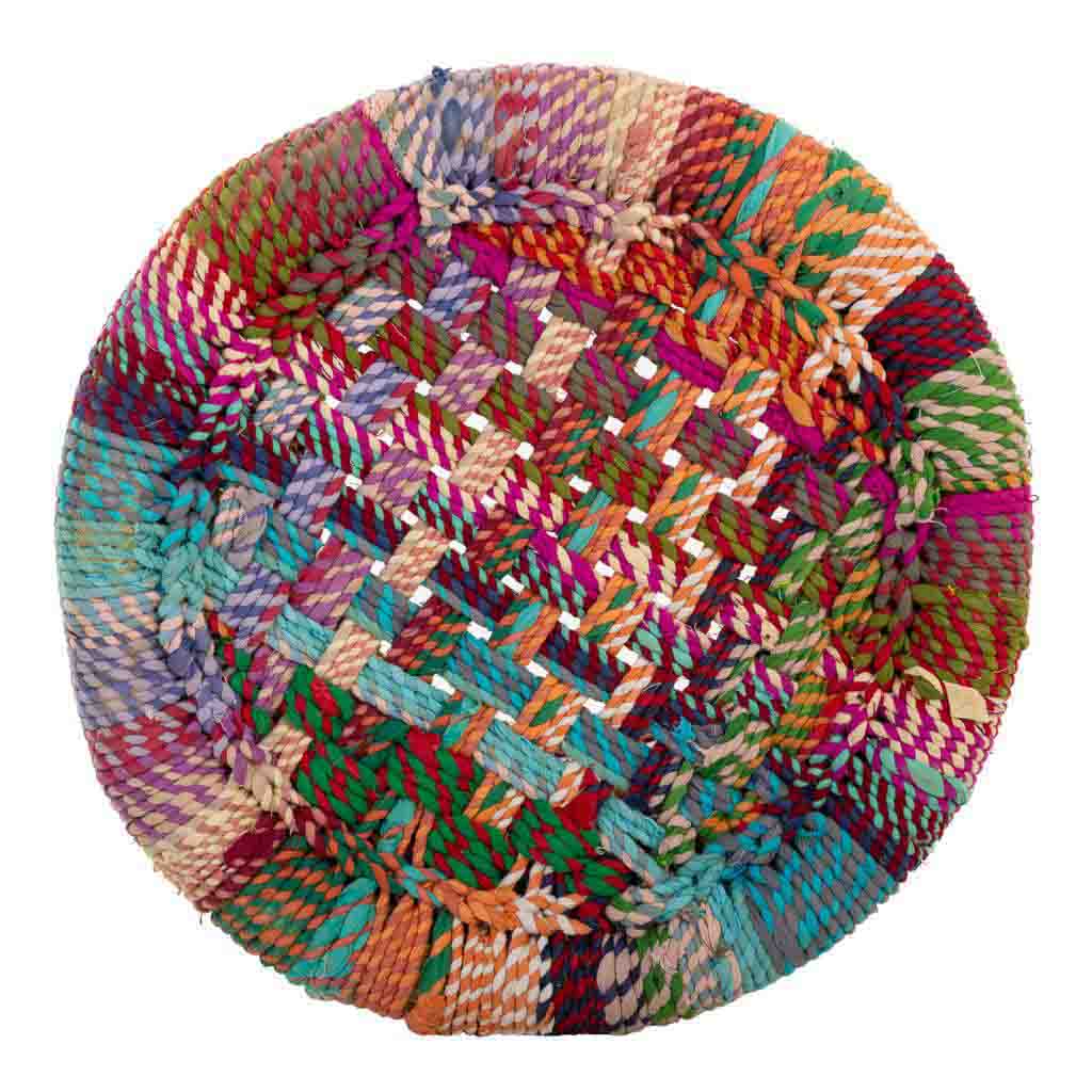 Set de dos taburetes auxiliares de caña y cuerda color