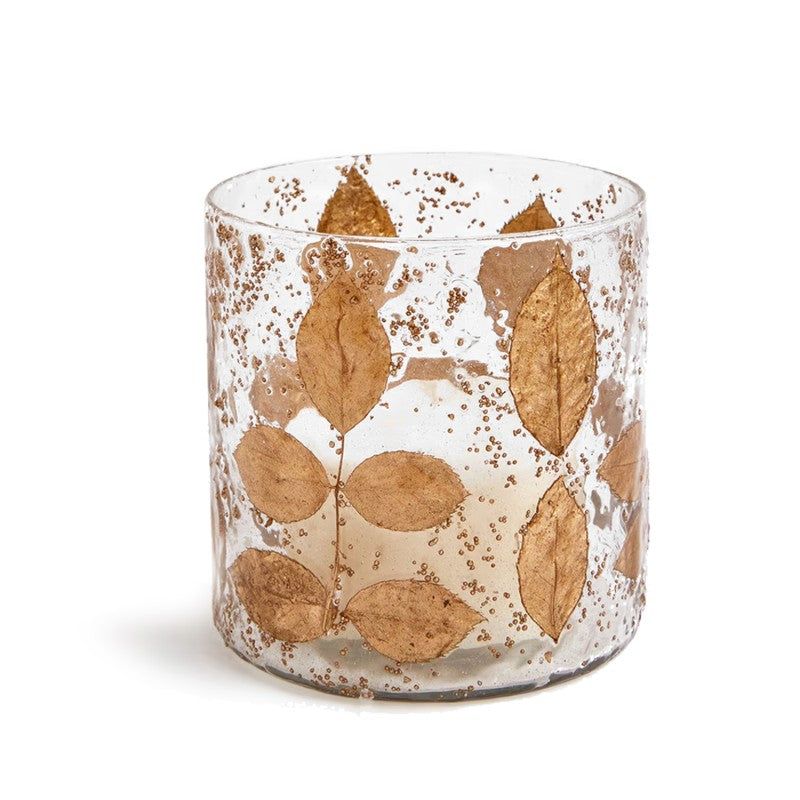 Set de dos porta velas cristal/hojas