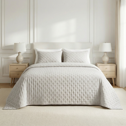 Colcha lisa acolchada Gris Plata tacto suave: 90 (180x280 cm)