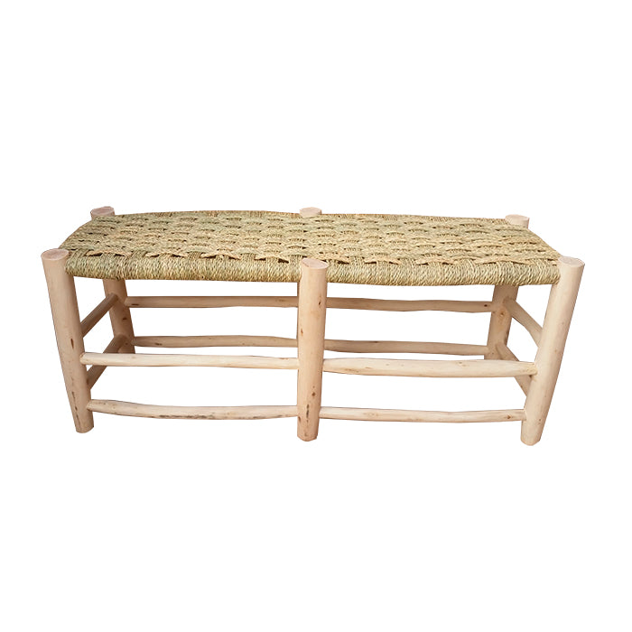Banco de madera natural y asiento de palmito - grande