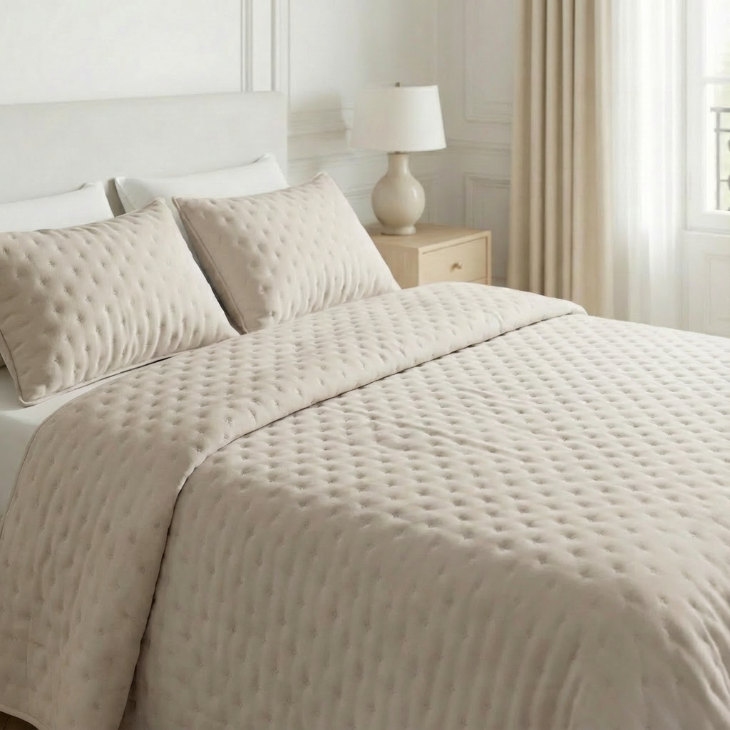Colcha lisa acolchada Beige Claro tacto suave: 90 (180x280 cm)