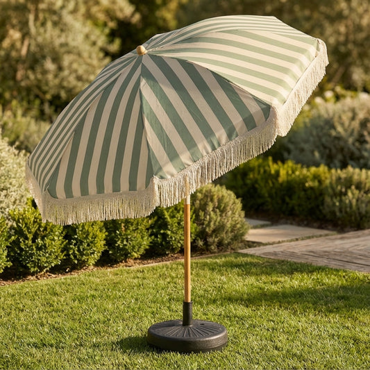 Sombrilla de jardín con flecos - verde