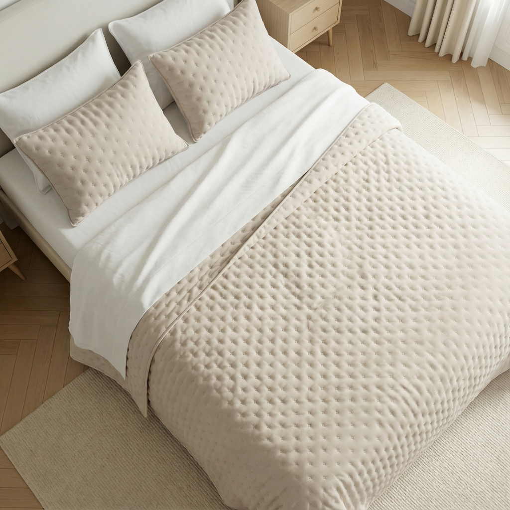 Colcha lisa acolchada Beige Claro tacto suave: 90 (180x280 cm)
