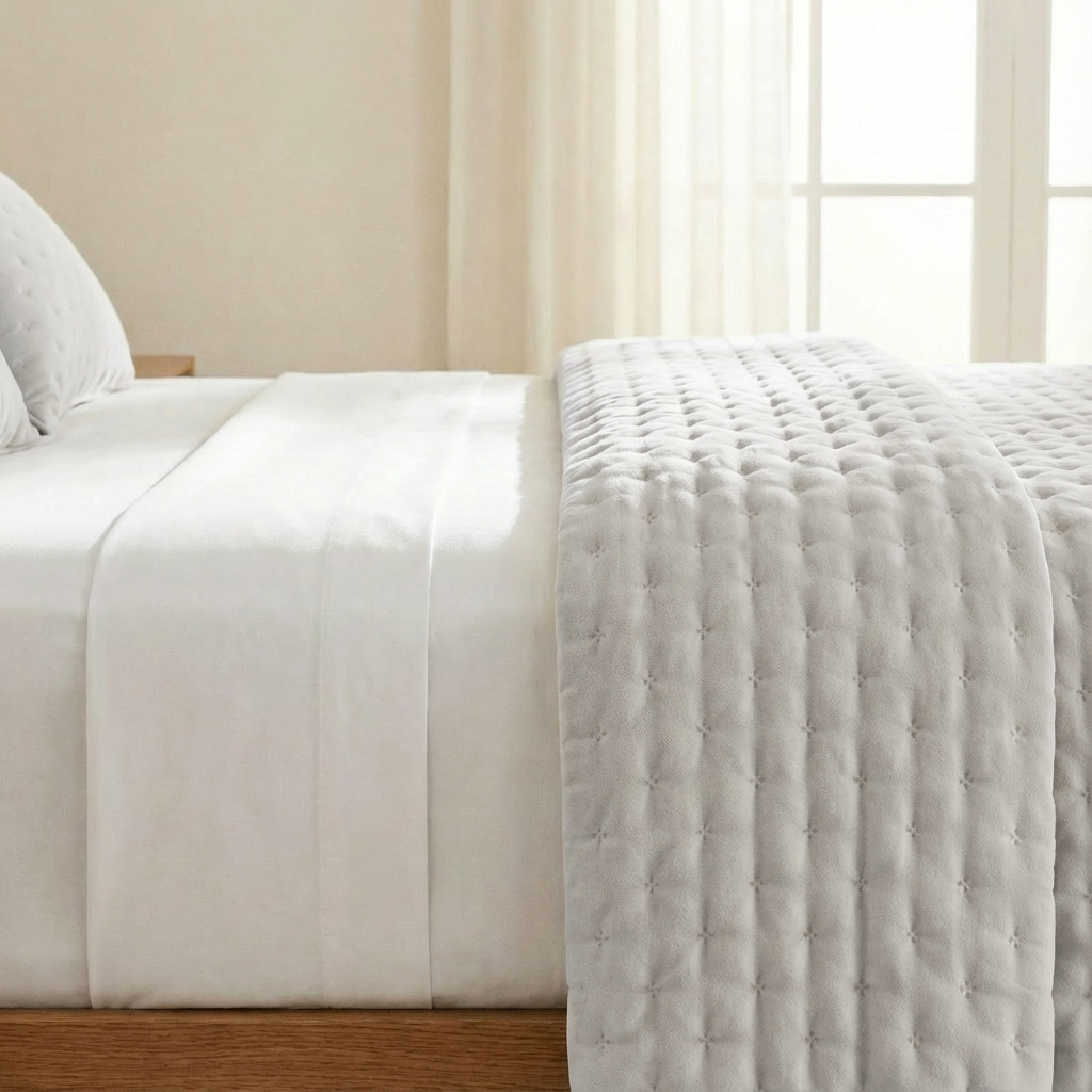 Colcha lisa acolchada Gris Plata tacto suave: 90 (180x280 cm)