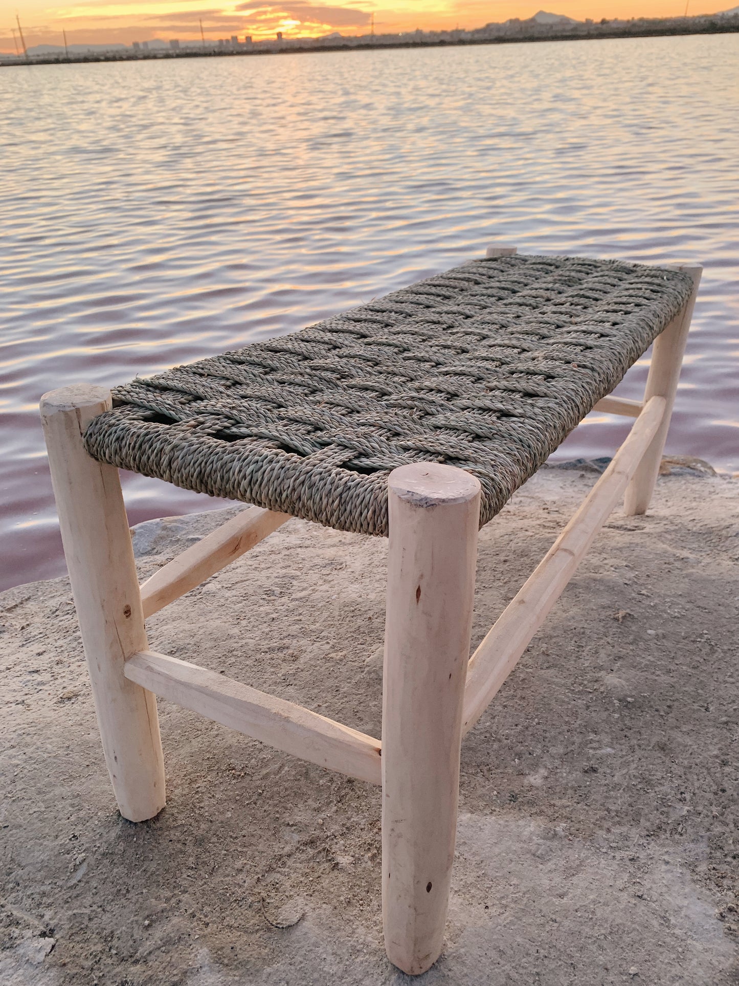 Banco madera y asiento de palmito - mediano