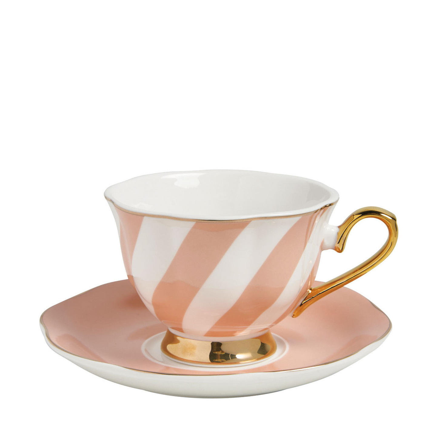 Taza de té y platillo a rayas pastel Madame de Récamier