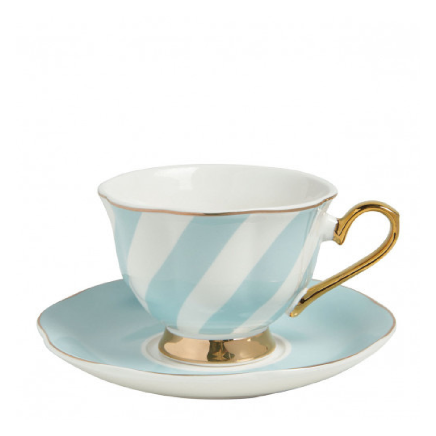 Taza de café y platillo de rayas pastel Madame de Récamier