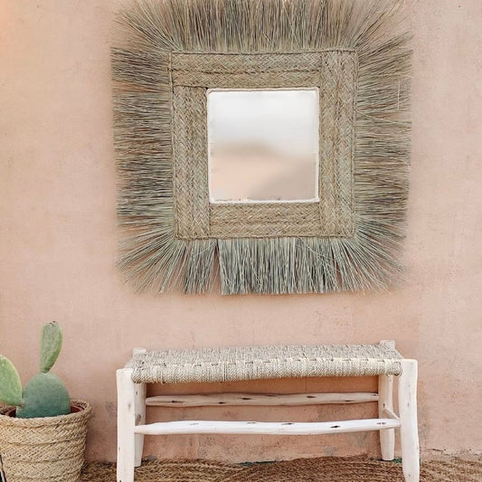 Banco madera y asiento de palmito - mediano