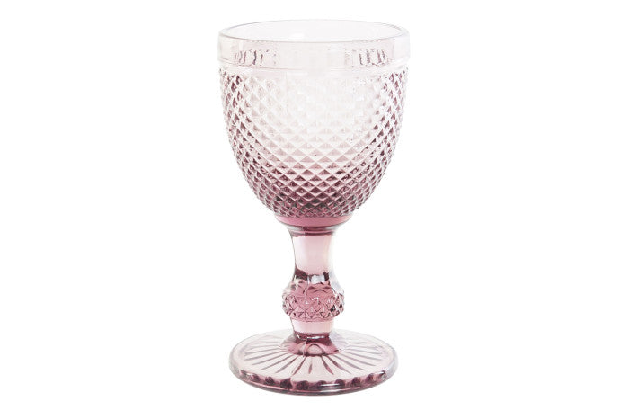 Set de 6 copas de cristal relieve rosa