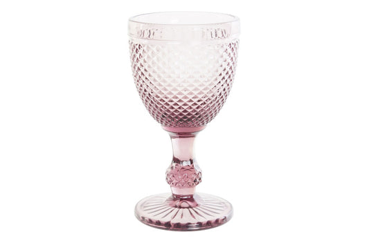 Set de 6 copas de cristal relieve rosa