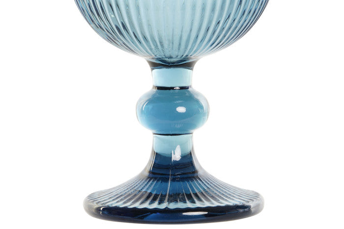 Set de 4 copas de cristal rayado azul