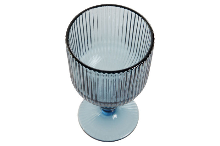 Set de 4 copas de cristal rayado azul