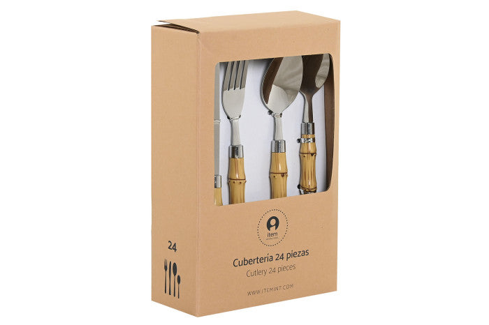 Cubertería set de 24 inox. Bambú