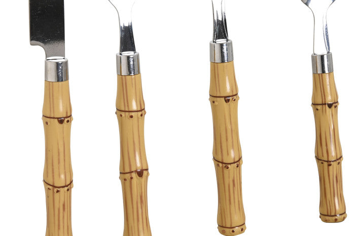 Cubertería set de 24 inox. Bambú