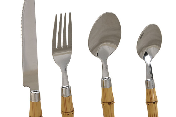 Cubertería set de 24 inox. Bambú