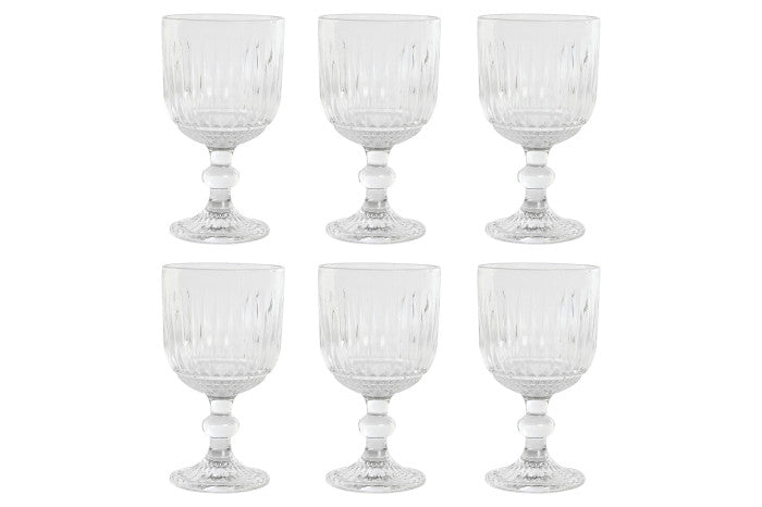 Set de 4 copas de cristal rayado transparente