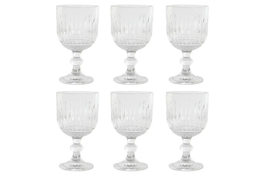 Set de 4 copas de cristal rayado transparente