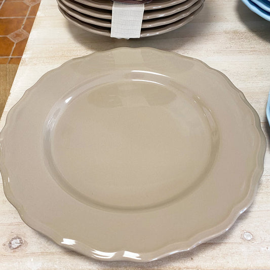 Set de 4 platos llanos de porcelana gris ondas