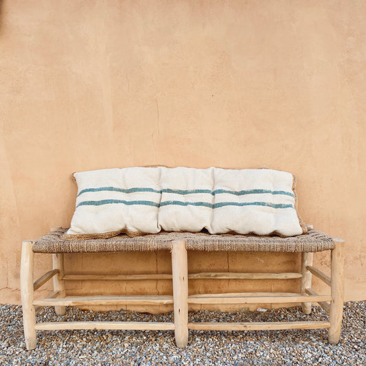 Banco de madera natural y asiento de palmito - grande