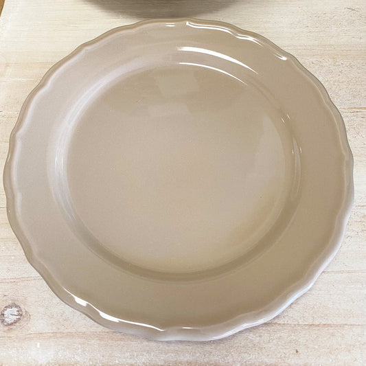 Set de cuatro platos de postre porcelana ondas gris