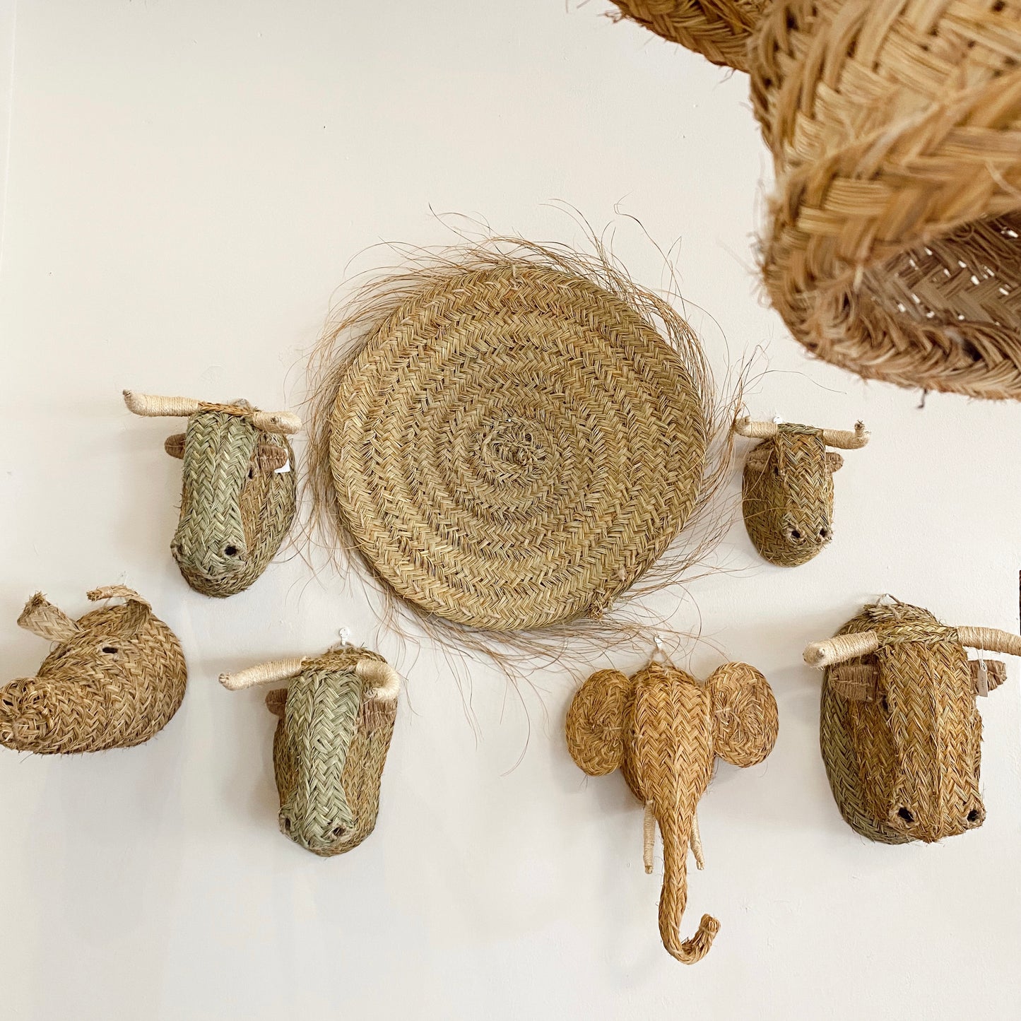 Decoración de pared de esparto