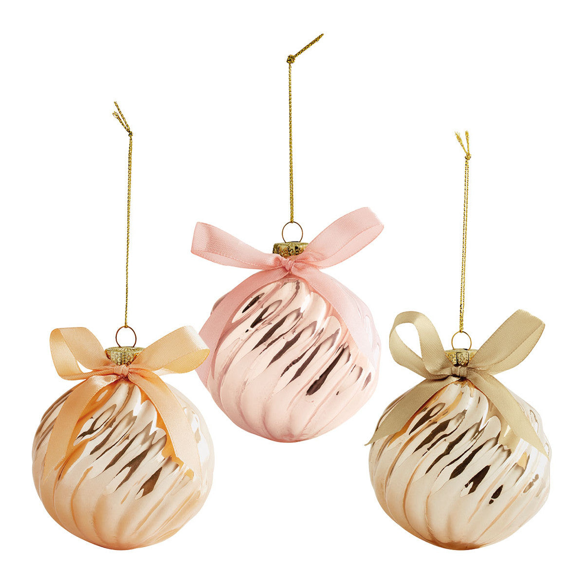 Juego de 3 bolas decorativas de nudos de vidrio acanalados