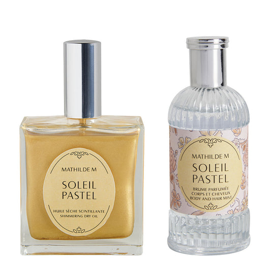 Set de aceite seco perfumado y bruma para el cuerpo y el cabello - Soleil Pastel
