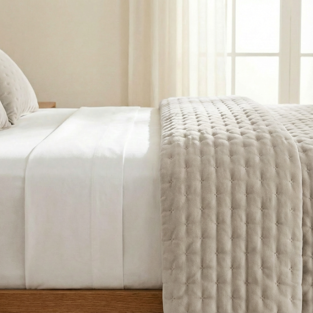 Colcha lisa acolchada Beige Claro tacto suave: 90 (180x280 cm)