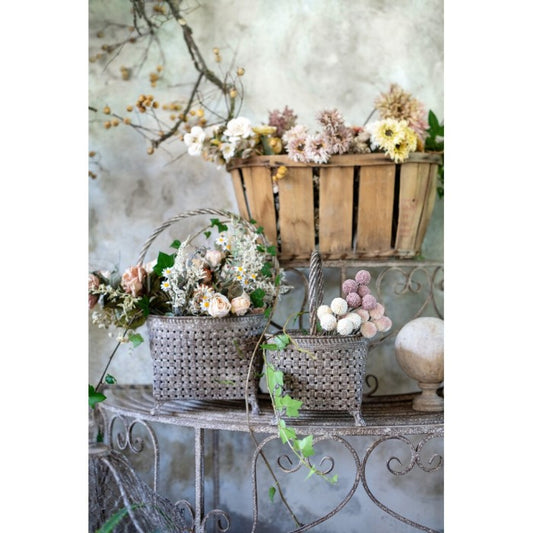 Cesta metálica decorativa - pequeña