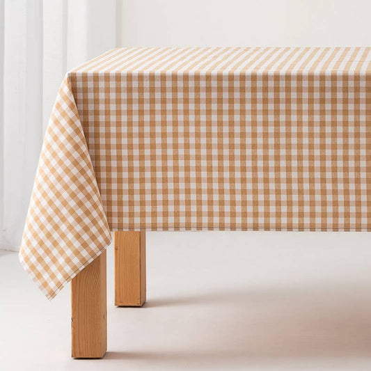Mantel Antimanchas Tacto Tela Cuadro Vichy Algodón: Beige / 140x240cm