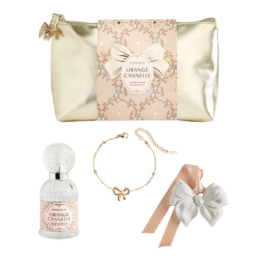 Bolsito con spray de ambiente, pieza de decoración perfumada y pulsera