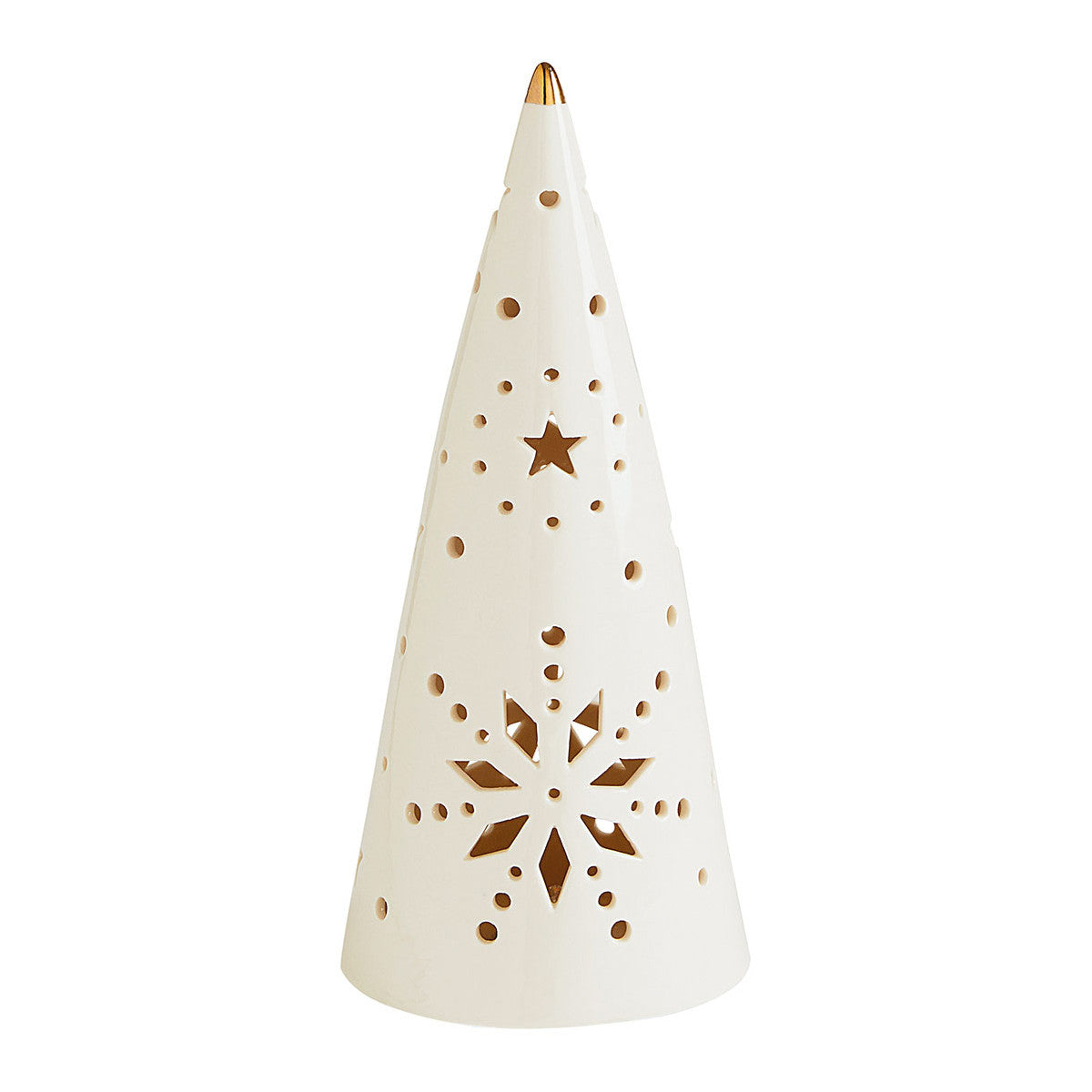 Árbol de Navidad decorativo de cerámica con forma de cono e iluminación LED