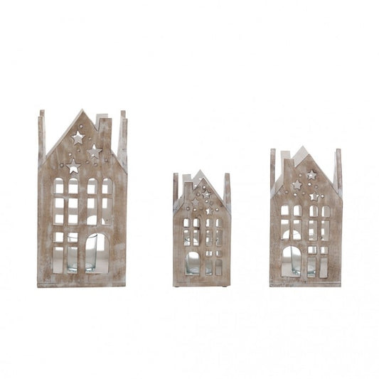 Portavelas casita de madera - grande