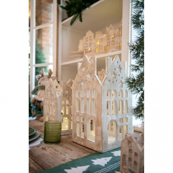 Portavelas casita de madera - mediano