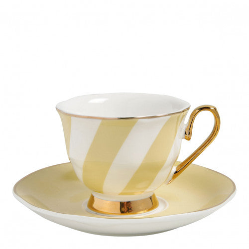 Taza de café y platillo de rayas pastel Madame de Récamier