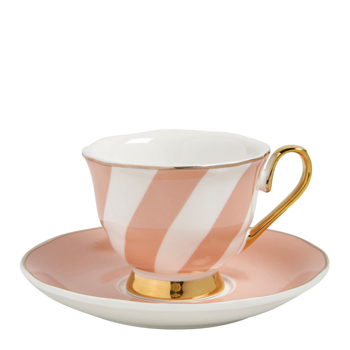 Taza de café y platillo de rayas pastel Madame de Récamier