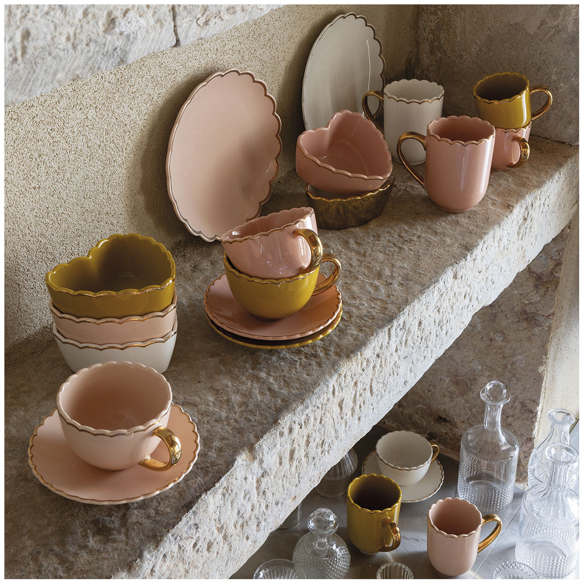 Set de dos tazas de te Margarita - Rosa antiguo