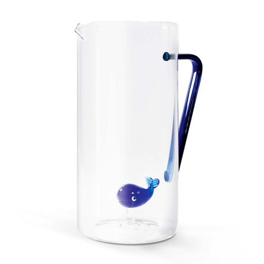 Jarra de vidrio de borosilicato. Decoración de ballena