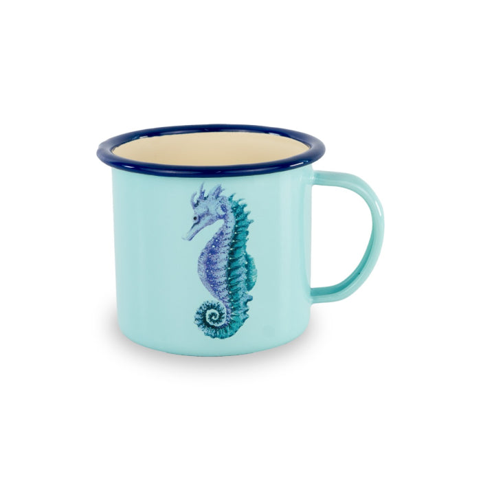 Juego de dos tazas/vasos de hojalata esmaltada azul